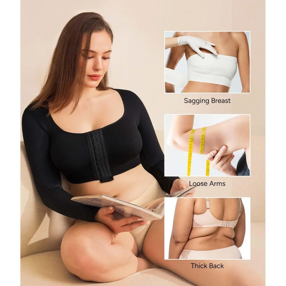 Nebility Women's Arm Compression Sleeve Shaper Post Surgery Front Closure XL